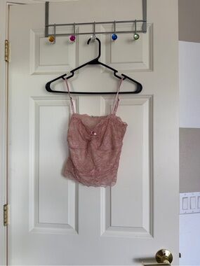 Free People Lace Trim Camisole in Dusty Rose